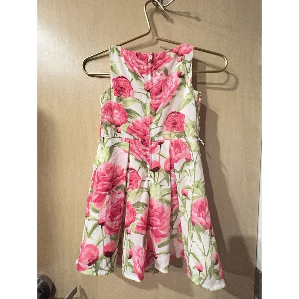 The Children's Place Toddler Girls Size 6 White Pink Floral Pleated Fancy Dress